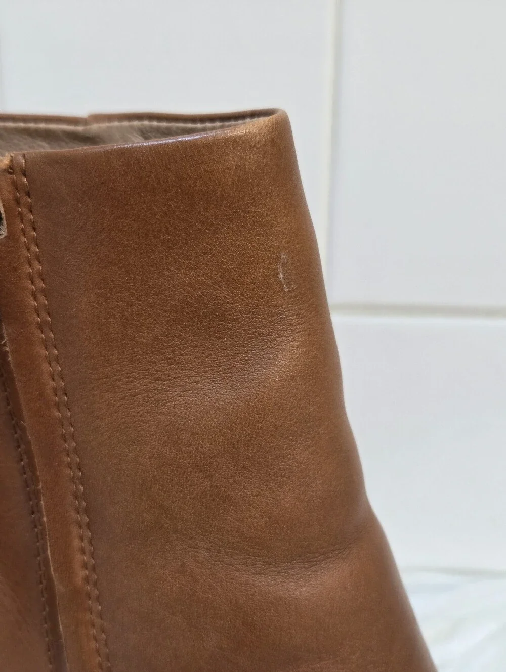 Madewell Cognac Brown Leather Ankle Booties with Side Zip
